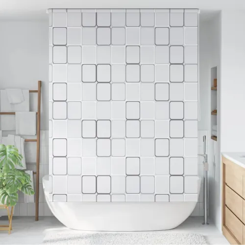 Zavjesa za tuš - Roleta za tuš 140 x 240 cm s uzorkom kvadrata - 140 x 240 cm Četvrtasto 140 x 240 cm Četvrtasto Cijena