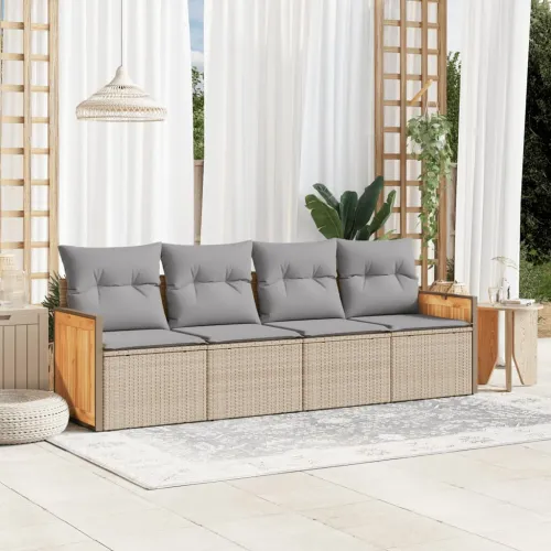 Vrtna garnitura - 4-dijelni set vrtnih sofa s jastucima bež od poliratana - bež i siva Bez stola 1 Cijena