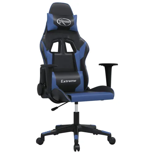Masažna Gaming stolica crno-plava od umjetne kože - Crna i plava Bez naslona za noge Cijena