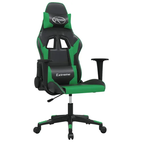 Gaming stolica crno-zelena od umjetne kože - Crna i zelena Bez naslona za noge Cijena