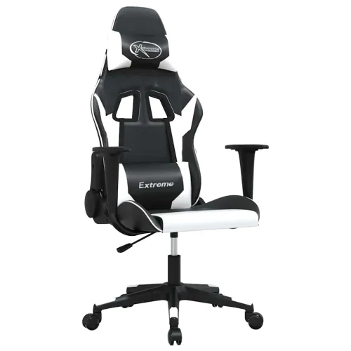 Gaming stolica od umjetne kože crno-bijela - Crno-bijelo Bez naslona za noge Cijena