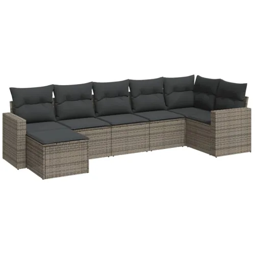 Vrtna garnitura - 7-dijelni set vrtnih sofa sivi od poliratana - Siva 1 Bez stola Cijena