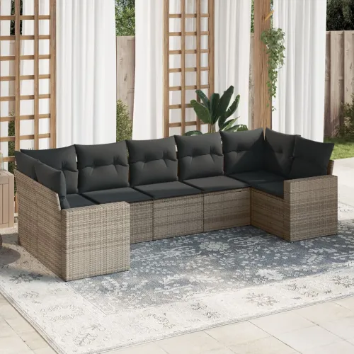 Vrtna garnitura - 7-dijelni set vrtnih sofa sivi od poliratana - Siva 7 Cijena