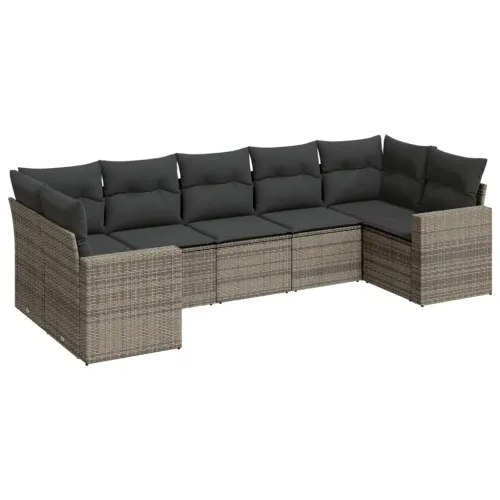 Vrtna garnitura - 7-dijelni set vrtnih sofa sivi od poliratana - Siva 7 Cijena