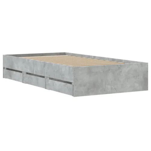 Okvir kreveta s ladicama siva boja betona 90 x 190 cm drveni - Beton siva 90 x 190 cm Cijena