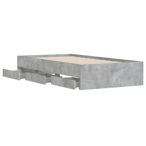 Okvir kreveta s ladicama siva boja betona 90 x 190 cm drveni - Beton siva 90 x 190 cm Cijena