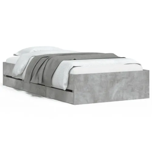 Okvir kreveta s ladicama siva boja betona 90 x 190 cm drveni - Beton siva 90 x 190 cm Cijena