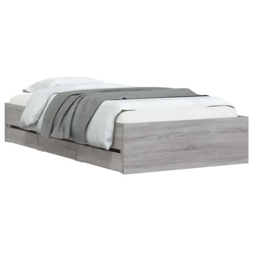 Okvir kreveta s ladicama siva boja hrasta 90 x 190 cm drveni - Sivi hrast sonoma 90 x 190 cm Cijena