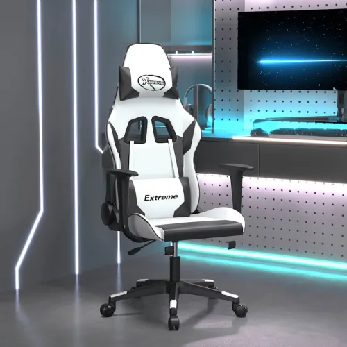 Gaming stolica bijelo-crna od umjetne kože - Bijela i crna Bez naslona za noge Cijena