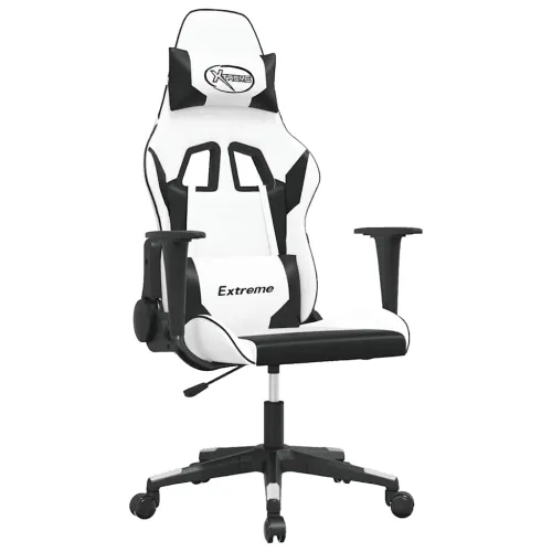 Gaming stolica bijelo-crna od umjetne kože - Bijela i crna Bez naslona za noge Cijena