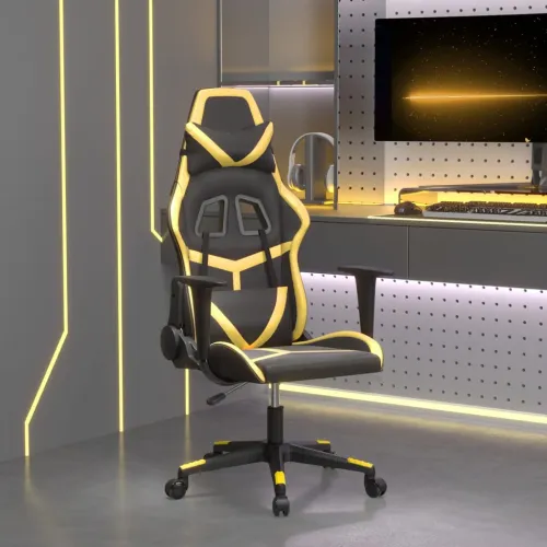 Gaming stolica crno-zlatna od umjetne kože - Crna i zlatna Bez naslona za noge Cijena