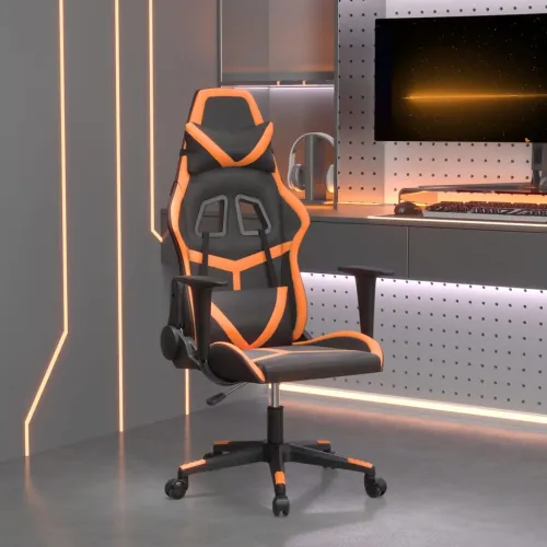 Gaming stolica crno-narančasta od umjetne kože - Crna i narančasta Bez naslona za noge Cijena