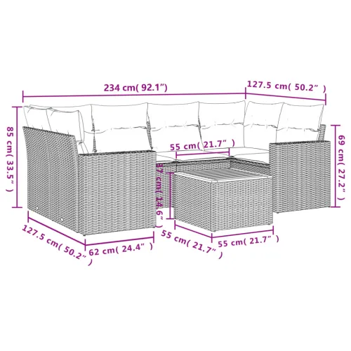 Vrtna garnitura - 7-dijelni set vrtnih sofa sivi od poliratana - Siva 1 Cijena