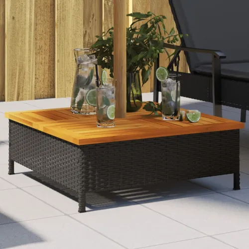 Pokrov za bazu suncobrana crni 70x70x25 cm poliratan i bagrem - Crna Cijena