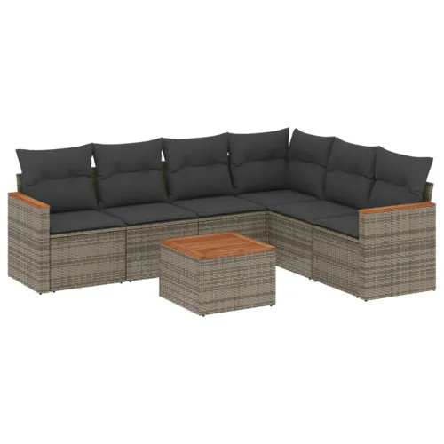 Vrtna garnitura - 7-dijelni set vrtnih sofa sivi od poliratana - Siva Sa stolom 1 Cijena