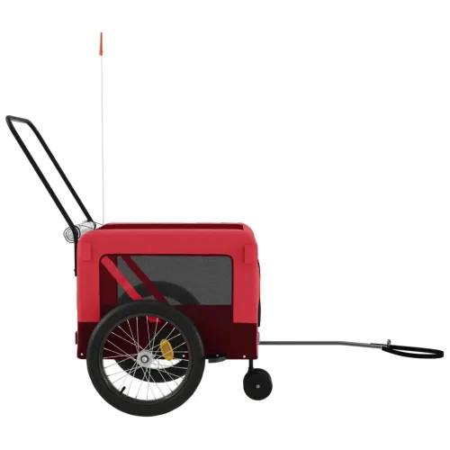 Prikolica za bicikl za ljubimce crveno-crna tkanina i željezo - Crvena 135 x 68.5 x 73.5 cm Cijena