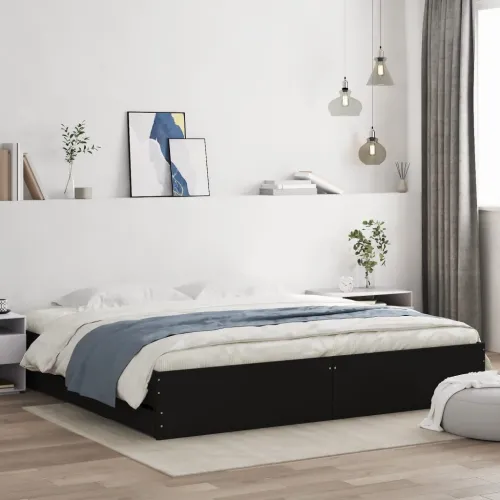Okvir kreveta s ladicama crni 160x200 cm konstruirano drvo - Crna 160 x 200 cm Cijena