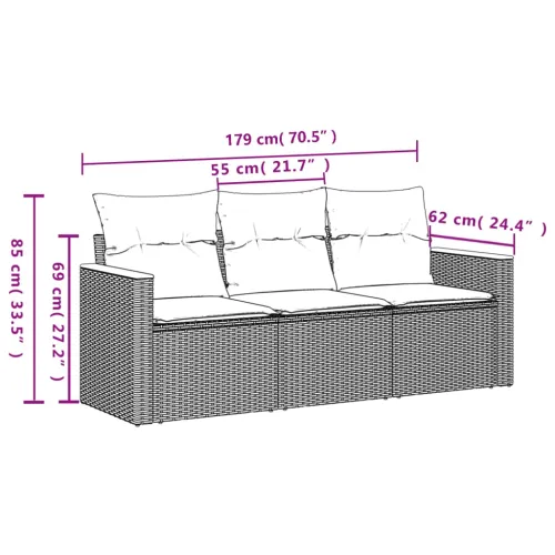 Vrtna garnitura - 3-dijelni set vrtnih sofa od poliratana s jastucima bež - Bež Bez stola 1 Cijena