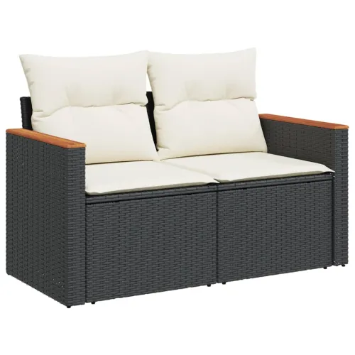 Vrtna garnitura - 4-dijelni set vrtnih sofa od poliratana s jastucima crni - Crna i krem Bez stola 1 Cijena