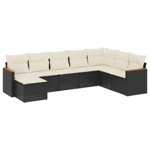 Vrtna garnitura - 8-dijelni set vrtnih sofa od poliratana s jastucima crni - Crna i krem Bez stola 1 Cijena