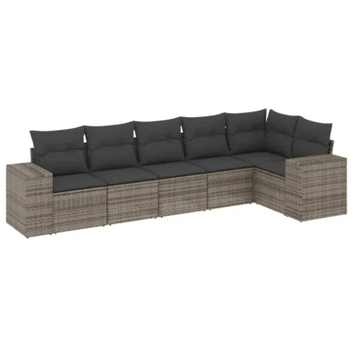 Vrtna garnitura - 6-dijelni set vrtnih sofa od poliratana s jastucima sivi - Siva i tamnosiva Bez stola Cijena