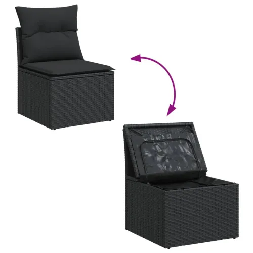 Vrtna garnitura - 13-dijelni set vrtnih sofa s jastucima poliratan crni - Crna 1 Cijena
