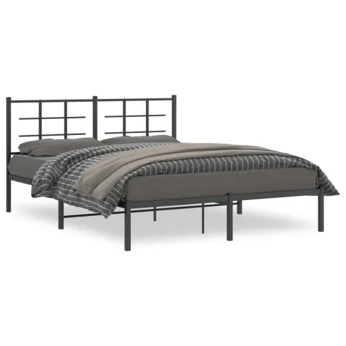 Metalni okvir za krevet s uzglavljem crni 150x200 cm - Crna 150 x 200 cm s uzglavljem Cijena