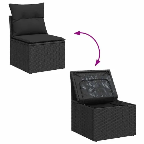 Vrtna garnitura - 13-dijelni set vrtnih sofa s jastucima poliratan crni - Crna 1 Cijena