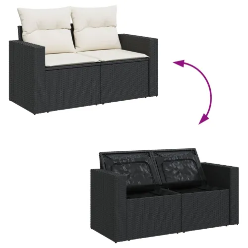 Vrtna garnitura - 14-dijelni set vrtnih sofa s jastucima poliratan crni - Crna i krem 1 Cijena