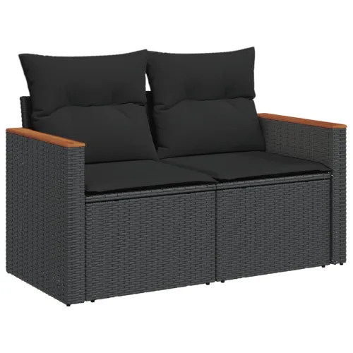 Vrtna garnitura - 14-dijelni set vrtnih sofa s jastucima poliratan crni - Crna Sa stolom 1 Cijena