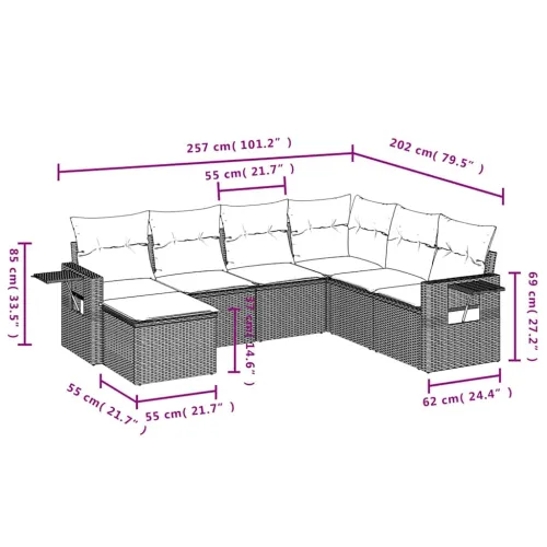Vrtna garnitura - 7-dijelni set vrtnih sofa od poliratana s jastucima crni - Crna Bez stola 1 Cijena