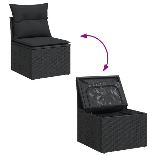 Vrtna garnitura - 9-dijelni set vrtnih sofa s jastucima crni od poliratana - Crna 3x srednja + kutna + stol 1 Cijena