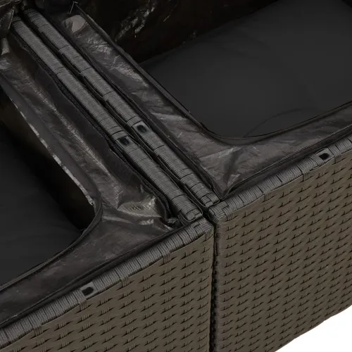 Vrtna garnitura - 14-dijelni set vrtnih sofa s jastucima poliratan crni - Crna Cijena