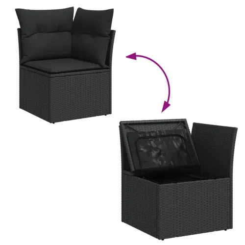 Vrtna garnitura - 14-dijelni set vrtnih sofa s jastucima poliratan crni - Crna Cijena