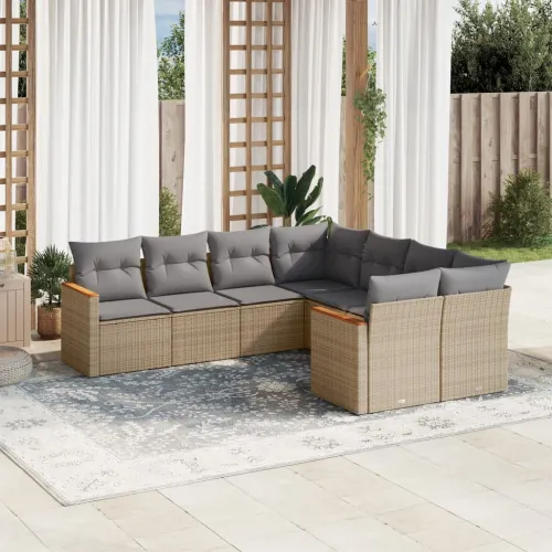 Vrtna garnitura - 8-dijelni set vrtnih sofa s jastucima bež od poliratana - Miješana bež 1 Cijena