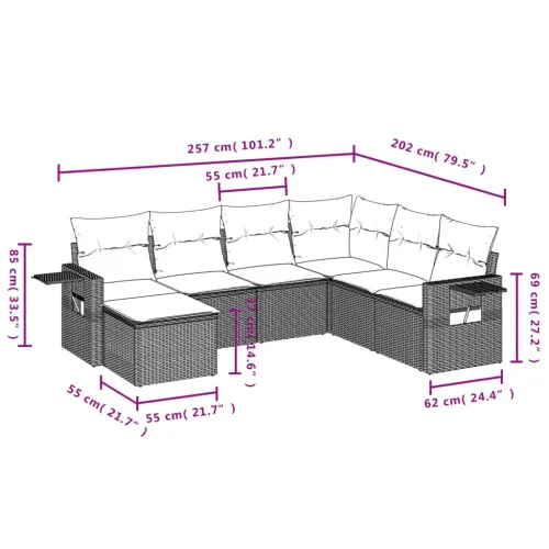 Vrtna garnitura - 7-dijelni set vrtnih sofa sivi od poliratana - siva i tamnosiva Bez stola 1 Cijena