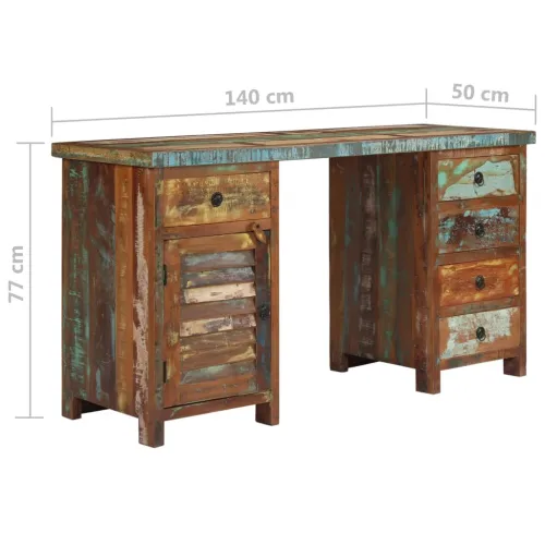 Radni stol s postoljem masivno obnovljeno drvo 140 x 50 x 77 cm - Masivno obnovljeno drvo Cijena