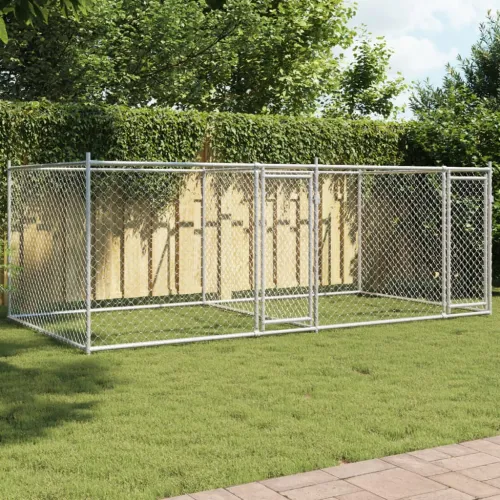 Kavez za pse s vratima sivi 4 x 2 x 1,5 m od pocinčanog čelika - 4 x 2 x 1.5 m 1 2 vrata 4 x 2 x 1.5 m Cijena