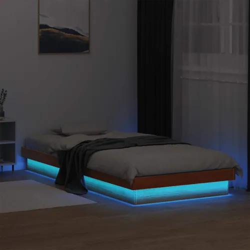 LED okvir kreveta voštano smeđi 90 x 200 cm od masivne borovine - Voštano smeđa 90 x 200 cm Cijena