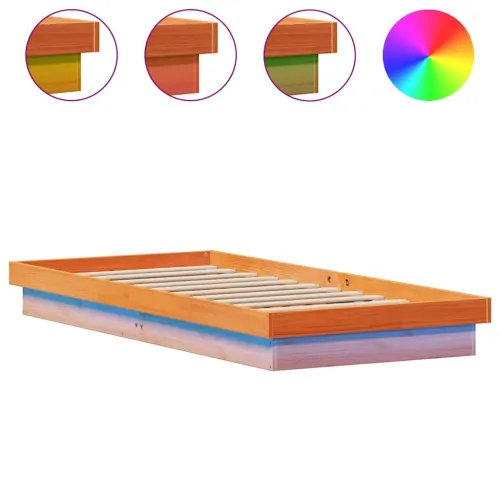 LED okvir kreveta voštano smeđi 90 x 200 cm od masivne borovine - Voštano smeđa 90 x 200 cm Cijena