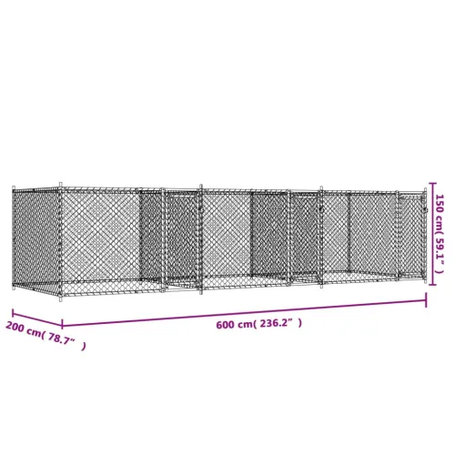 Kavez za pse s vratima sivi 6 x 2 x 1,5 m od pocinčanog čelika - 6 x 2 x 1.5 m 3 vrata Cijena