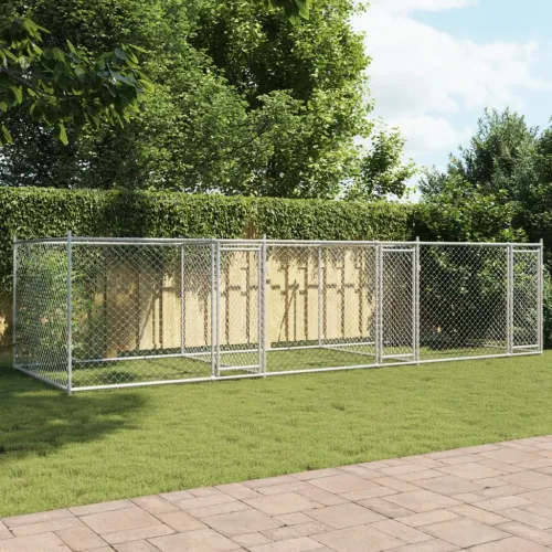 Kavez za pse s vratima sivi 6 x 2 x 1,5 m od pocinčanog čelika - 6 x 2 x 1.5 m 3 vrata Cijena