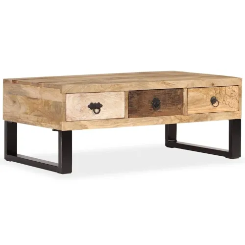 Stolić za kavu s 3 ladice od masivnog drva manga 90 x 50 x 35 cm - Smeđa Cijena