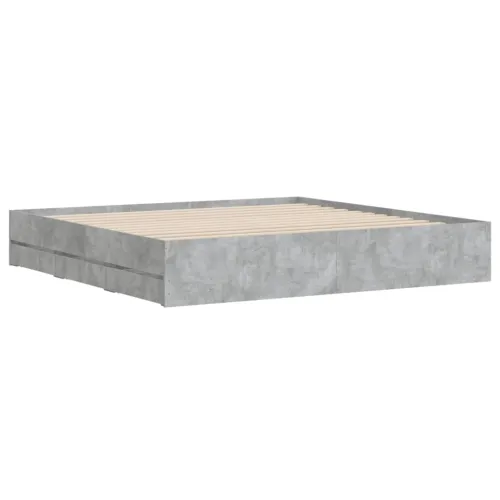 Okvir kreveta s ladicama siva boja betona 160x200 cm drveni - Beton siva 160 x 200 cm Cijena
