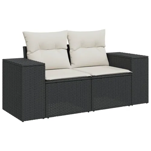 Vrtna garnitura - 9-dijelni set vrtnih sofa s jastucima crni od poliratana - Crna i krem 1 Cijena
