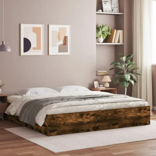 Okvir kreveta s ladicama boja hrasta 160 x 200 cm drveni - Dimljeni hrast 160 x 200 cm Cijena