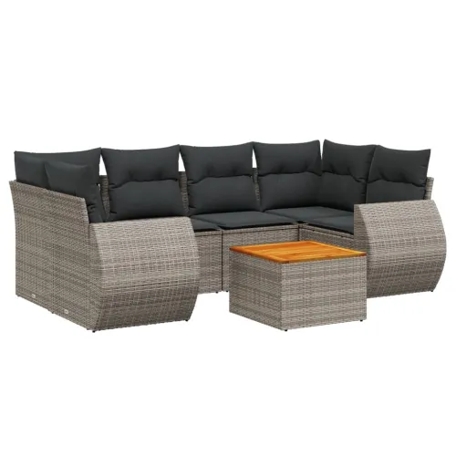 Vrtna garnitura - 7-dijelni set vrtnih sofa sivi od poliratana - Siva 1 Cijena