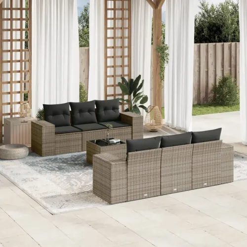 Vrtna garnitura - 7-dijelni set vrtnih sofa sivi od poliratana - Siva 1 Cijena