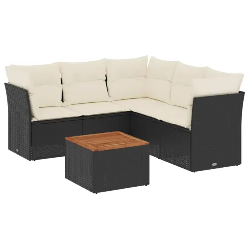 Vrtna garnitura - 6-dijelni set vrtnih sofa s jastucima crni od poliratana - Crna i krem 3x kutna + stol + 2x srednja 1 Cijena