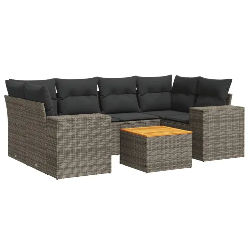 Vrtna garnitura - 7-dijelni set vrtnih sofa sivi od poliratana - Siva 1 Cijena